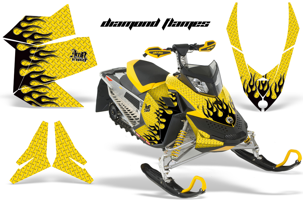 Skidoo REV XP Graphics Kit YELLOW DiamondFlames